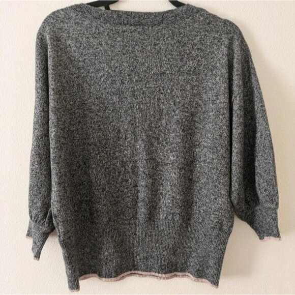 Gap Merino Wool Heather Grey Sweater 3/4 Sleeve Women's size L - Picture 5 of 8